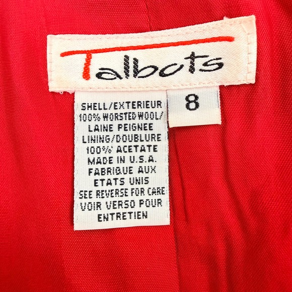Vintage Talbots Red Wool Blazer Single Breasted Womens 8 Gold Buttons Academia - Picture 11 of 16